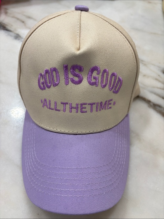 Unbranded Accessories - God is Good all the time Beige and Purple Baseball Cap